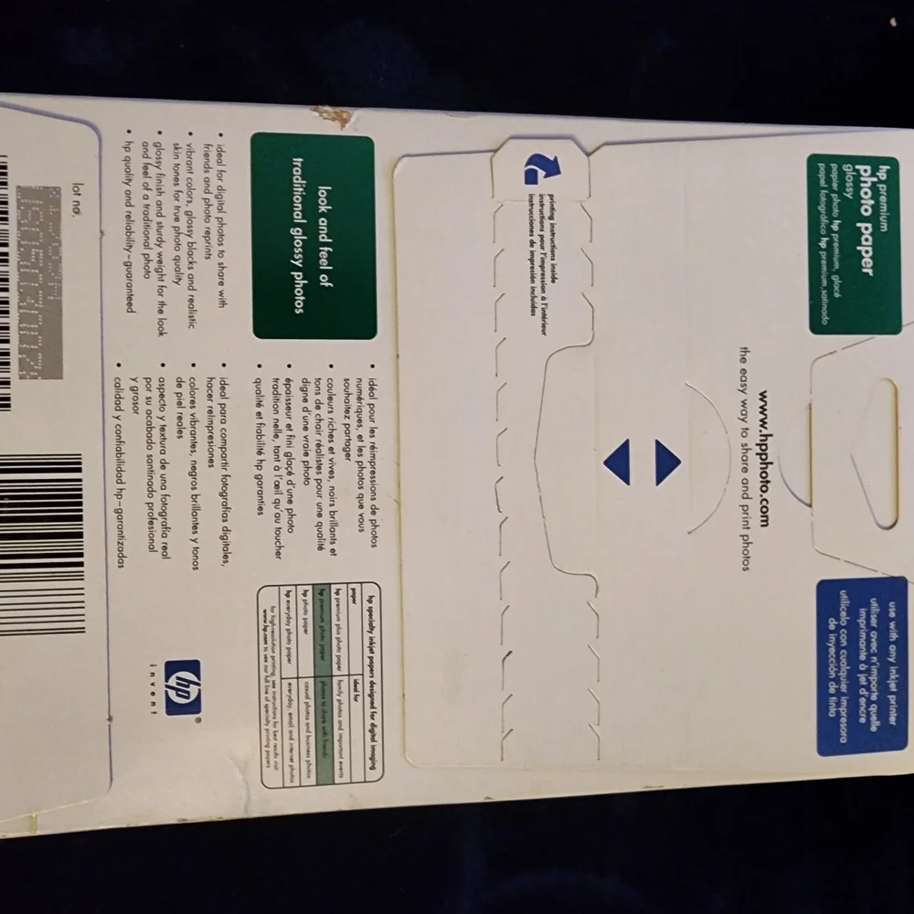 HP Premium Glossy Photo Paper - Green and Blue Packaging